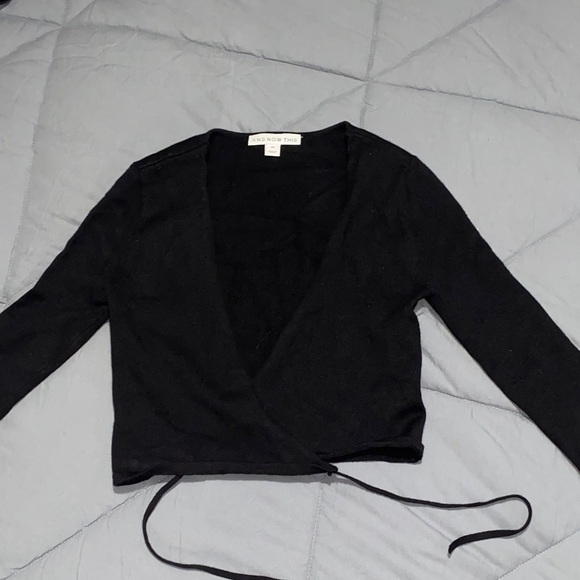 And Now This Tops - And Now This Black Wrap Crop Top